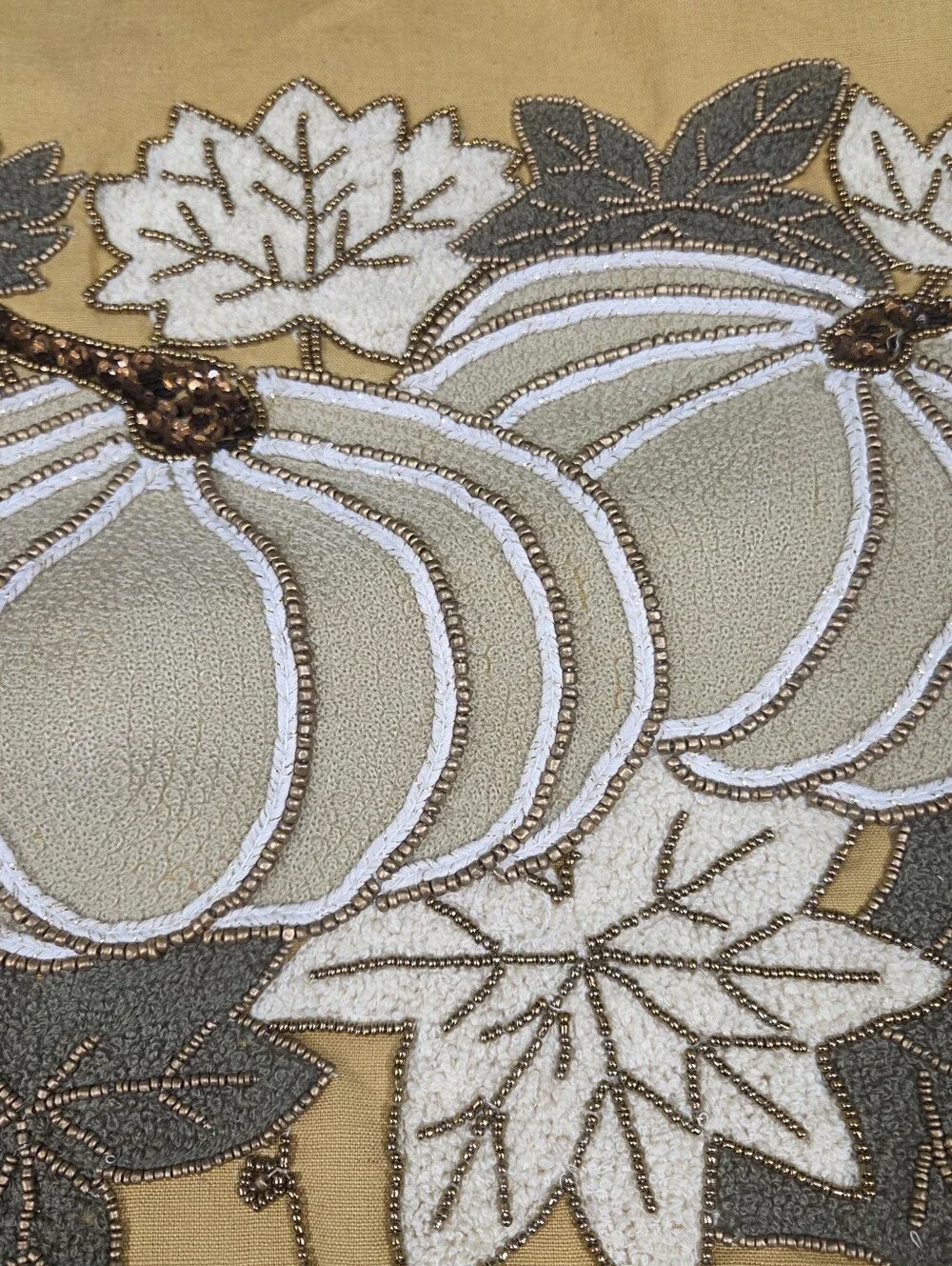 Burton + Burton Pumpkin Table Runner Sequin Beaded Fall Festive Size 14x72